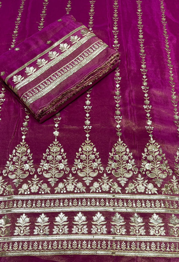 Tissue dupatta embroidery