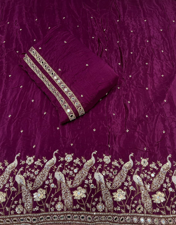 crepe handwork cutdana embroidery