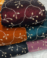 velvet cutdana jaal embroidery