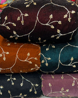 velvet cutdana jaal embroidery