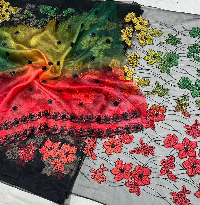 net aplic multi colored embroidery