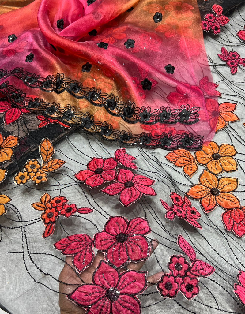 net aplic multi colored embroidery