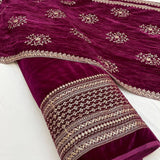 Velvet border embroidery