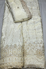 tissue Heavy cutdana handwork embroidery