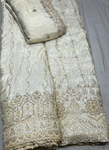 tissue Heavy cutdana handwork embroidery