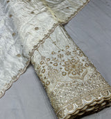 tissue Heavy cutdana handwork embroidery