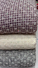 Korean tweed fabric With Multi cutdana beads