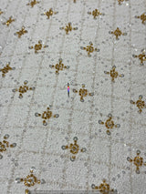 Tweed jaccord Cutdana Checks Embroidery