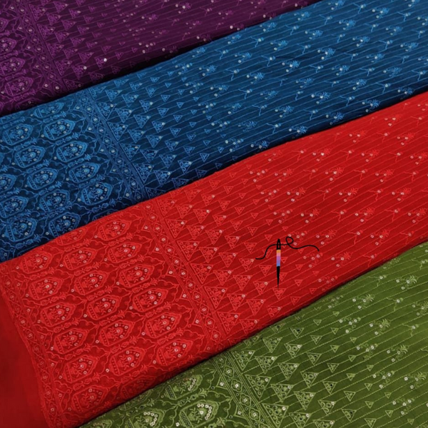 Pure Georgette, Lakhnavis , Width : 54"