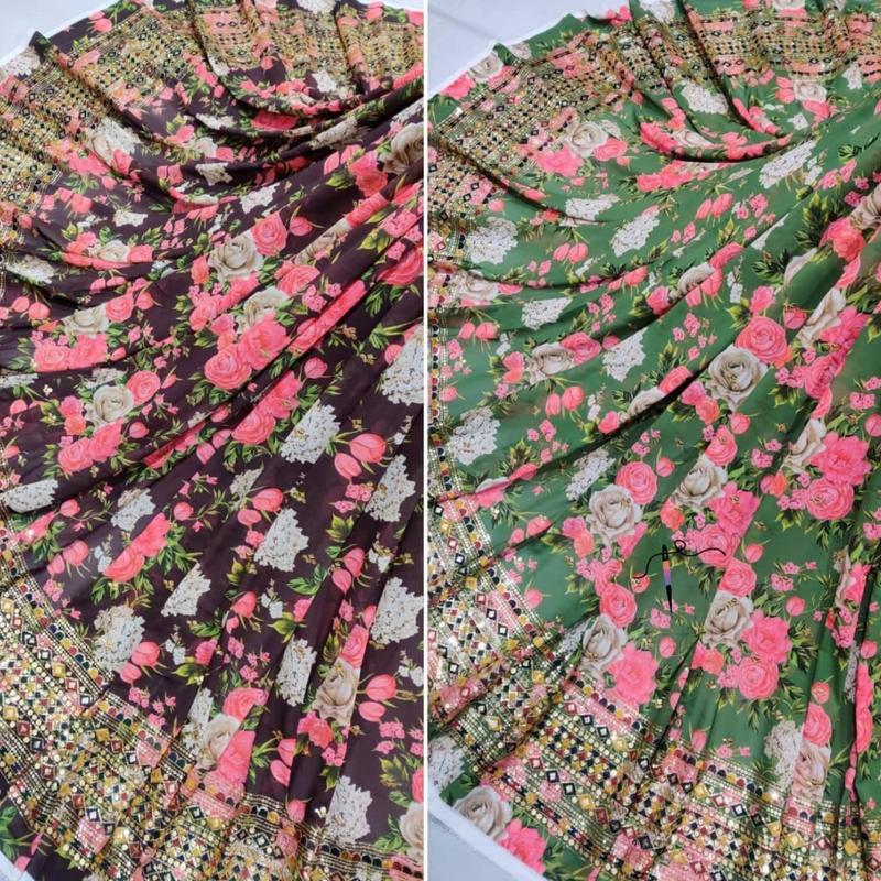 Georgette Print plus Embroideries