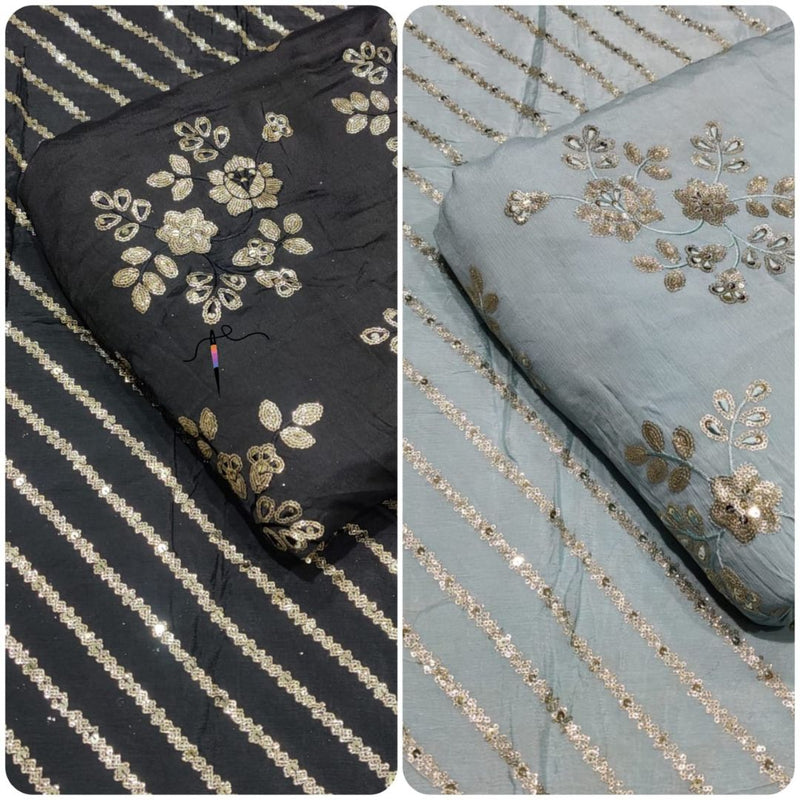Pure chinon chiffon Embroideries 44” Combinations