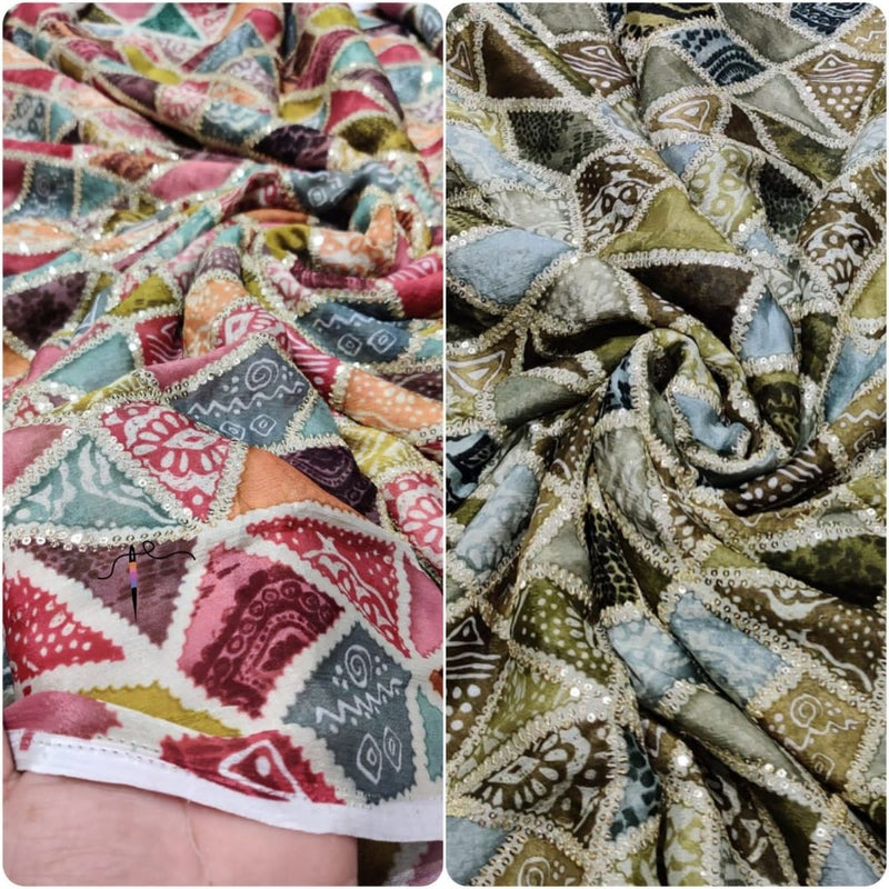 Pure Chinon Chiffon  Embroideries 44"