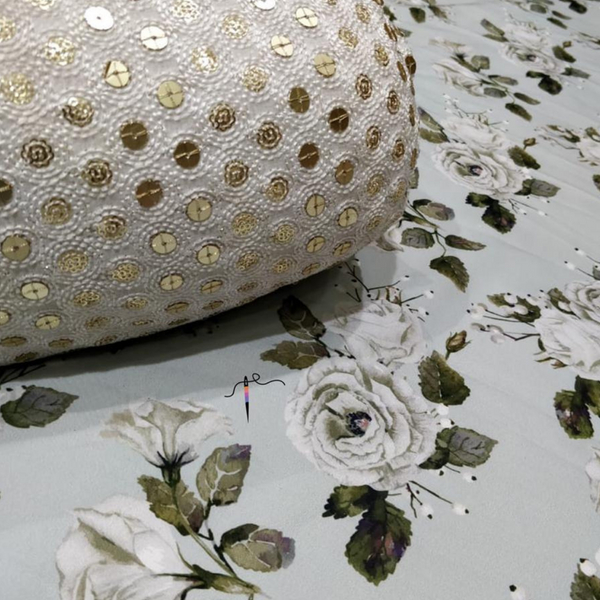 Pure georgette 44" heavy embroideries & Crepe matte 44” prints
