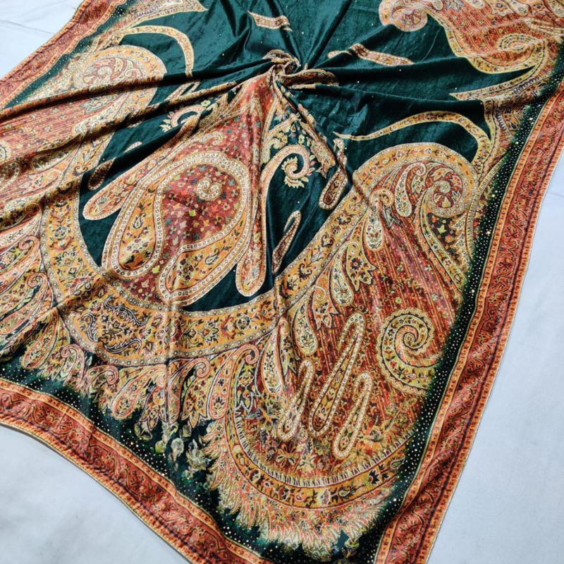 Velvet Printed Swaroski Handwork Dupattas