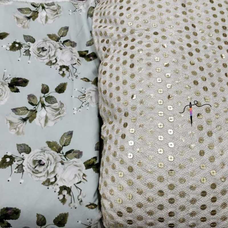 Pure georgette 44" heavy embroideries & Crepe matte 44” prints