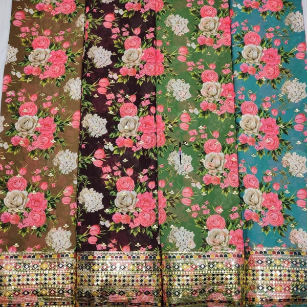 Georgette Print plus Embroideries