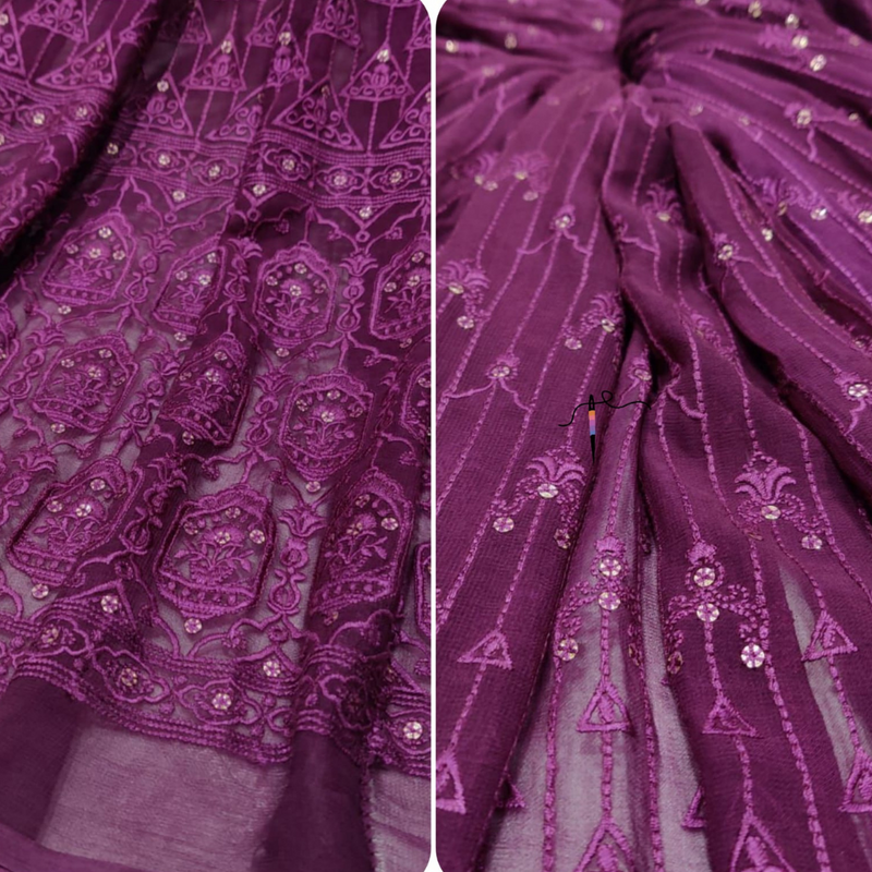 Pure Georgette, Lakhnavis , Width : 54"