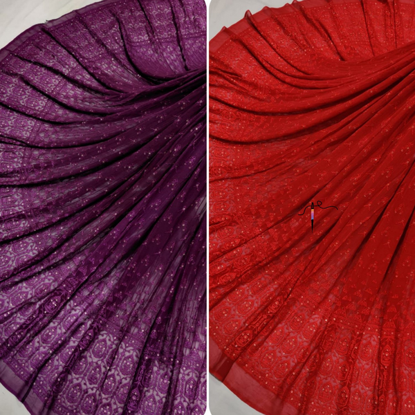 Pure Georgette, Lakhnavis , Width : 54"