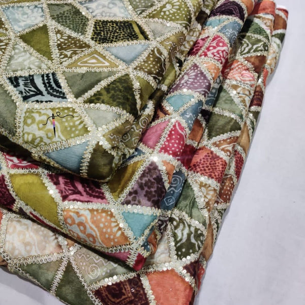 Pure Chinon Chiffon  Embroideries 44"