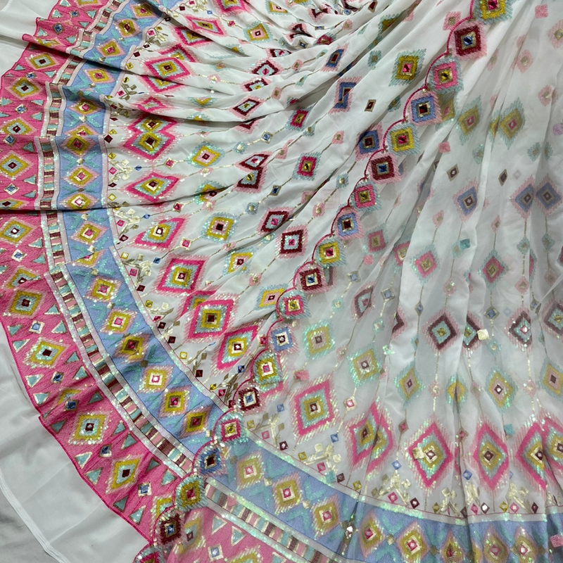 Pure Georgette Embroideries Shirt & Nett Dupatta Combinations