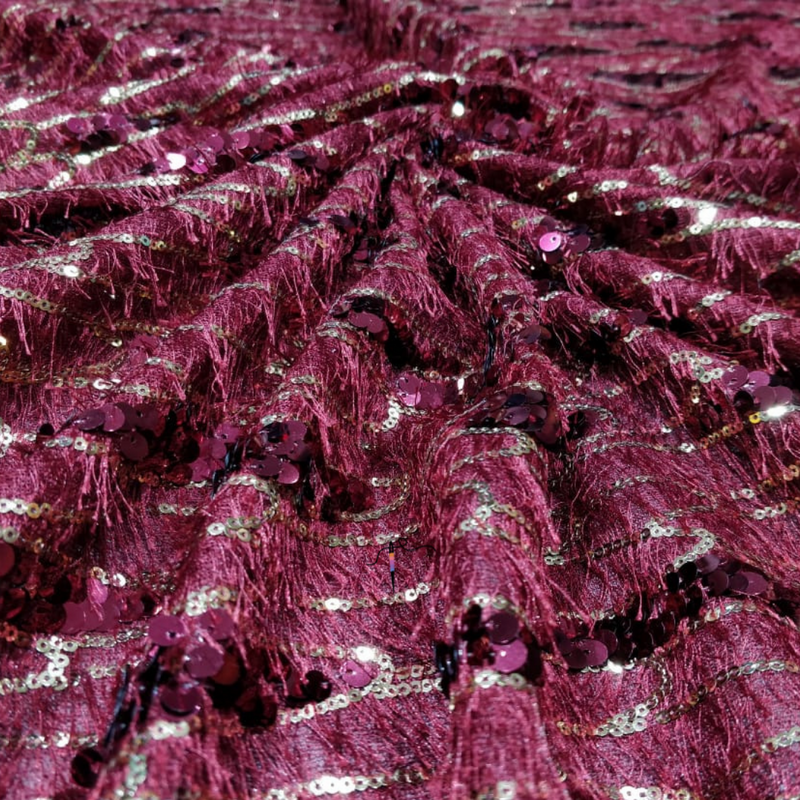 Sequin Tassles on fur nett, 58”