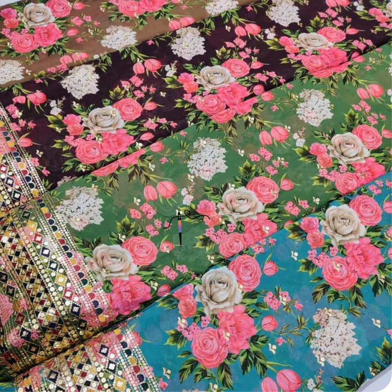 Georgette Print plus Embroideries