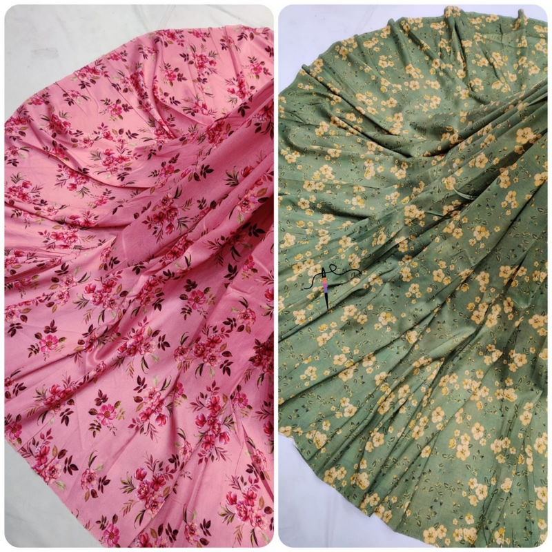 Pure Dola Silk + Print , Width : 44"