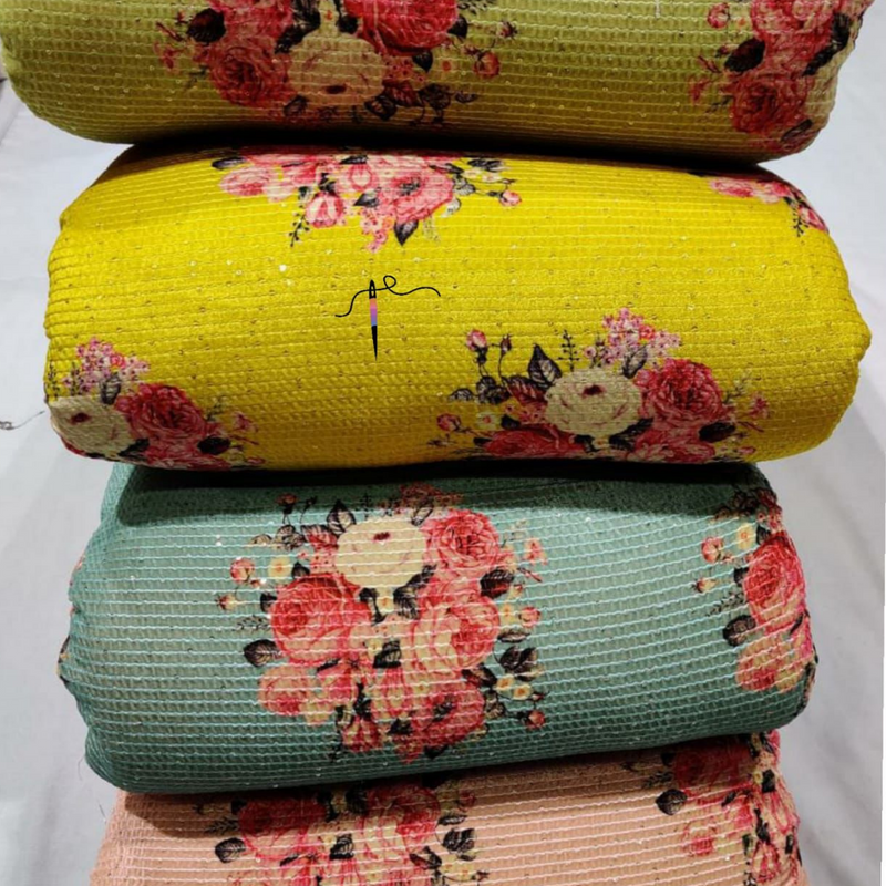 Velvet micro, Print & Embroidery , Width : 44”