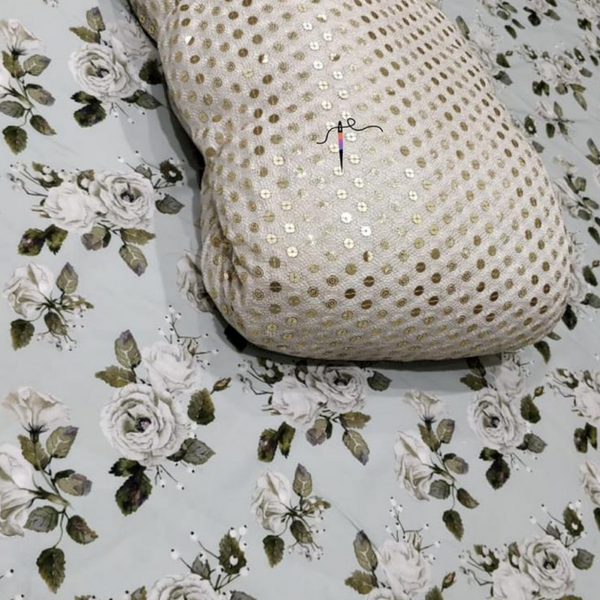 Pure georgette 44" heavy embroideries & Crepe matte 44” prints