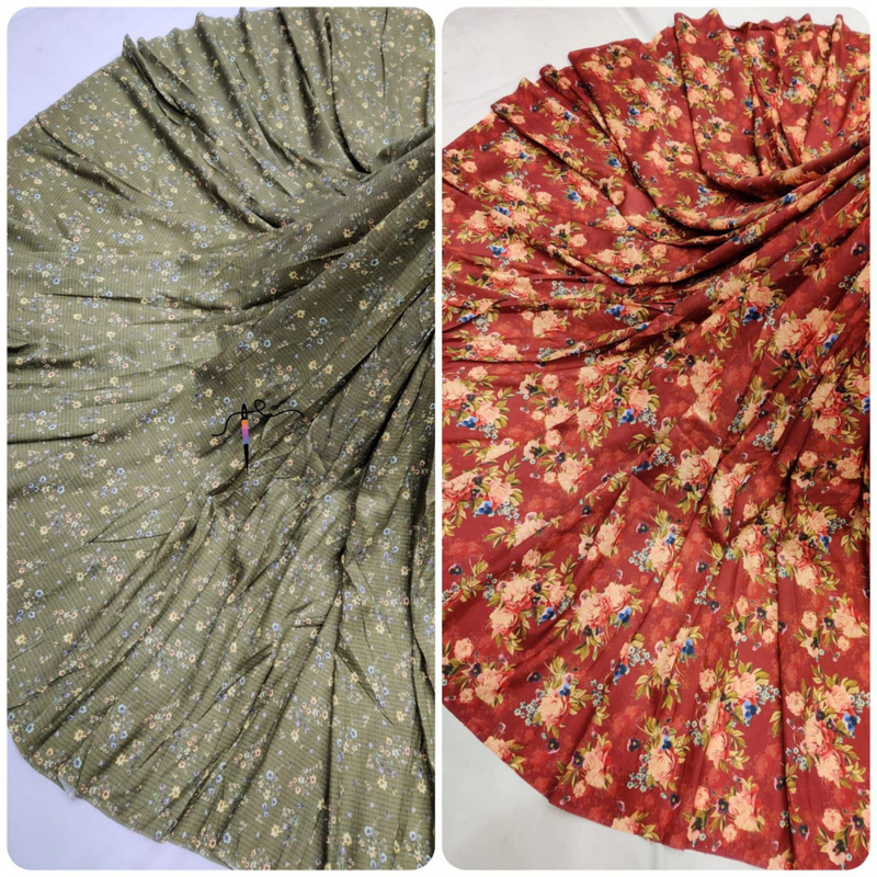 Pure Dola Silk + Print , Width : 44"
