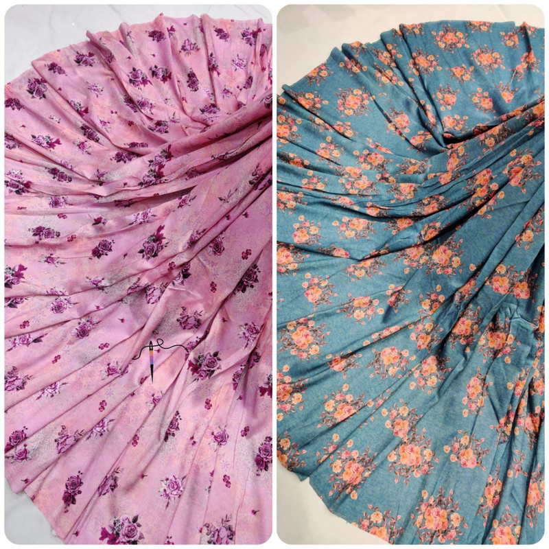 Pure Dola Silk + Print , Width : 44"