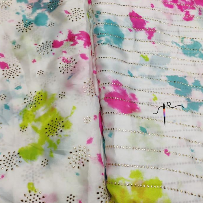 Satin Georgette Tabby Prints, Width-44"
