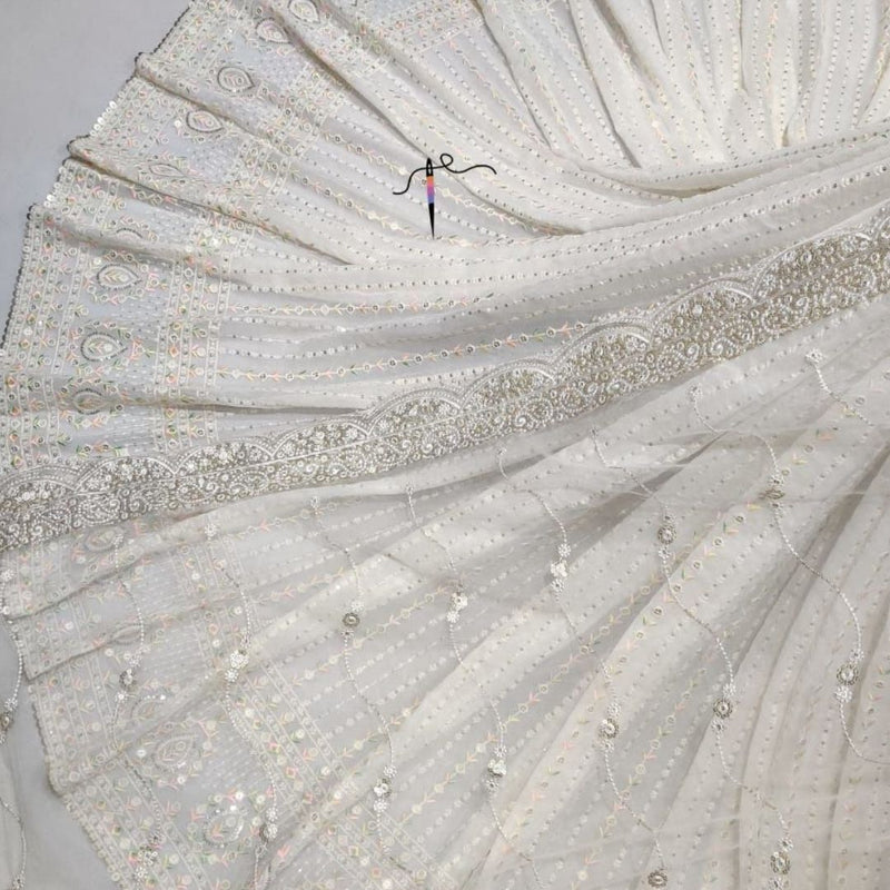 54” georgette and 44” nett embroideries combinations